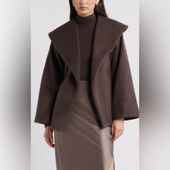 NWOT  Rachel Zoe Brown Hooded Wrap Coat - Picture 16 of 16